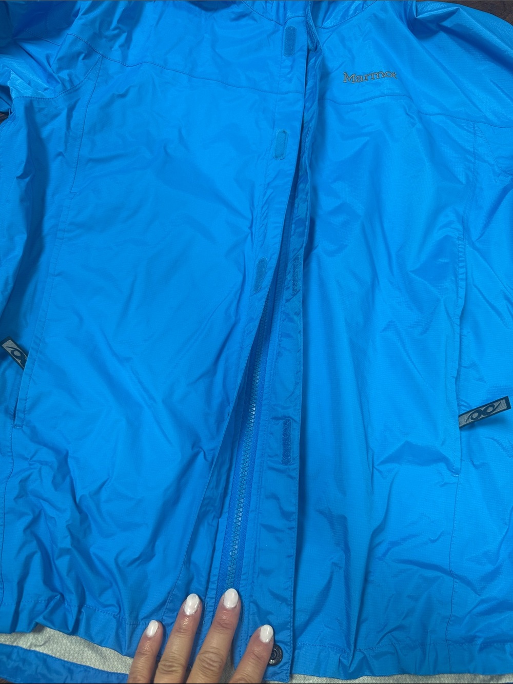 Marmot bright blue rain jacket size Large - Picture 7 of 9